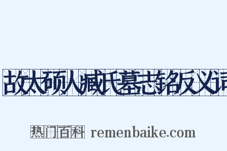 故太硕人臧氏墓志铭反义词是什么意思的图片